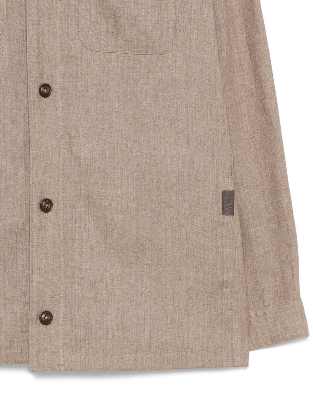 FAY Camicia beige in lino con taschine sul petto