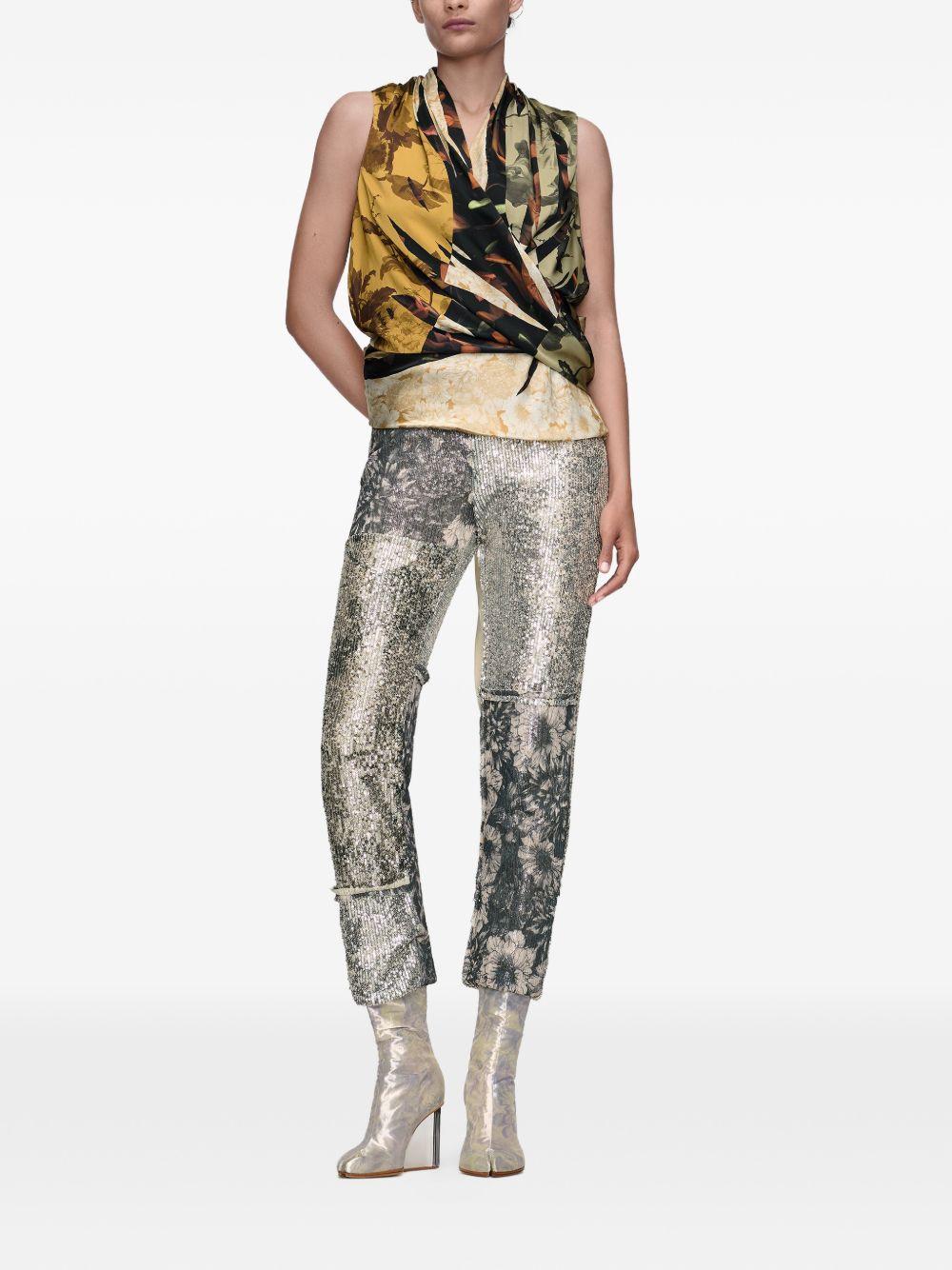 MAISON MARGIELA Pantaloni grigi multicolor con dettagli argentati
