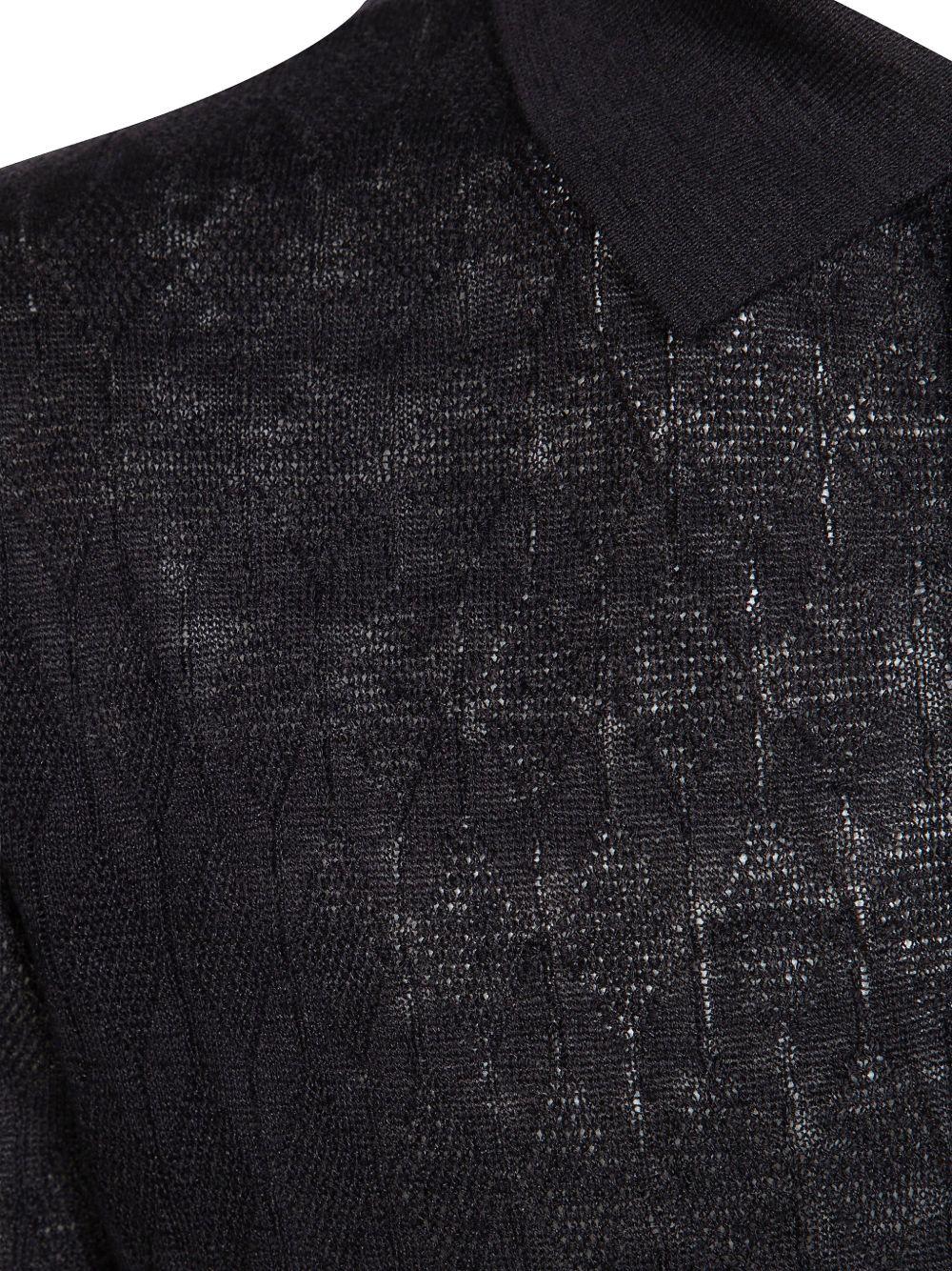 DANIELE FIESOLI Polo leggera in lino misto cotone nero