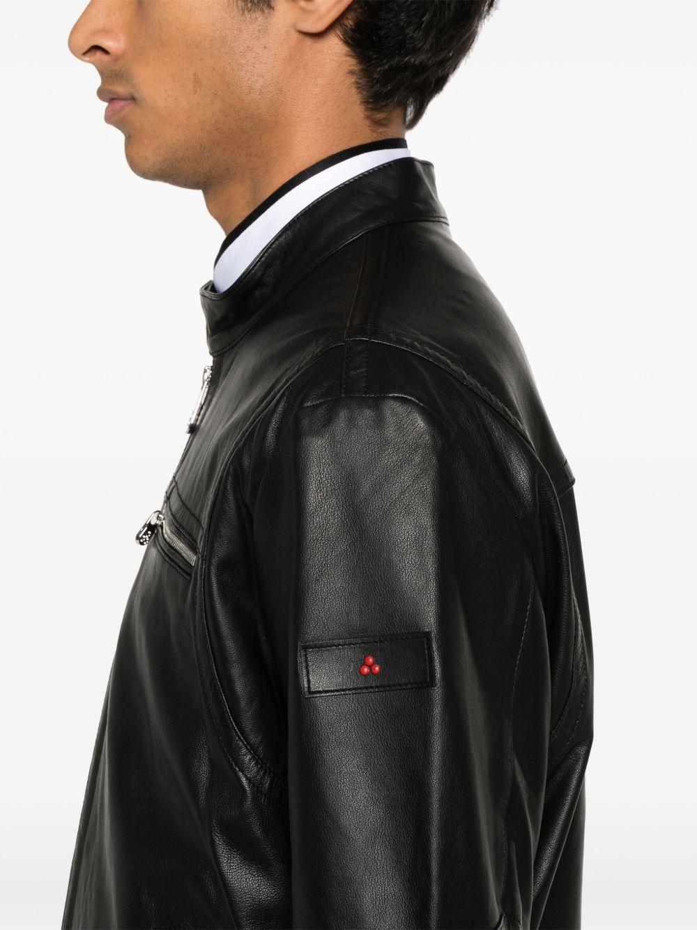 PEUTEREY Giacca Saugaro in pelle nera con zip