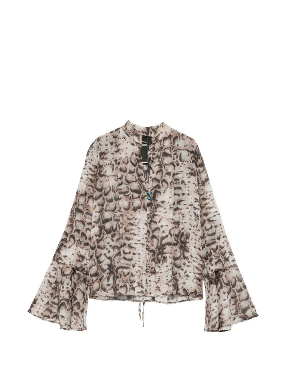 PINKO Blusa Caracalla in cotone con stampa animalier