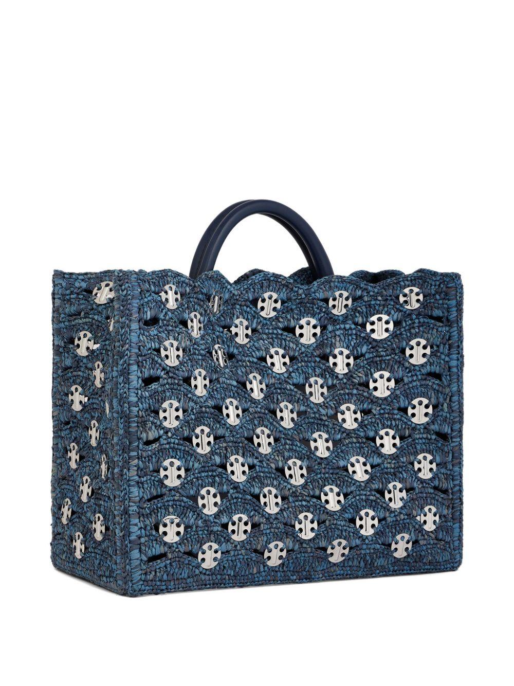 RABANNE Tote bag in rafia blu denim