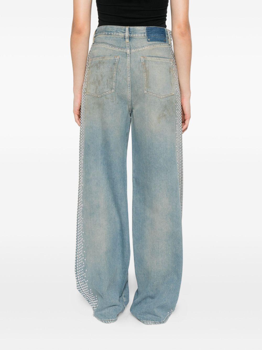 GOLDEN GOOSE Jeans denim con effetto vissuto e borchie