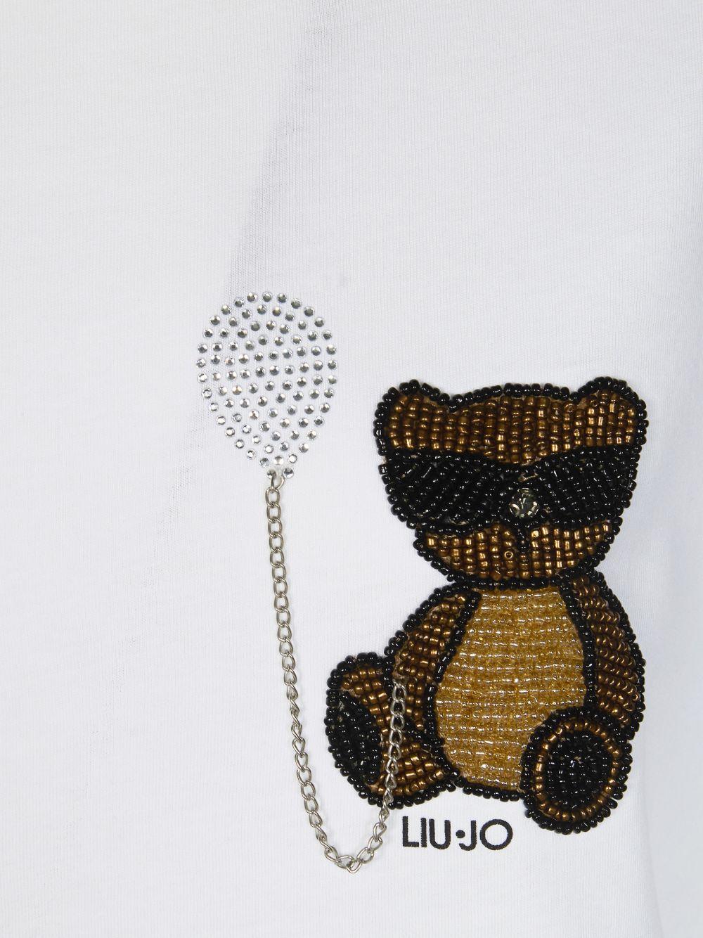 LIUJO T-shirt in cotone bianco con stampa