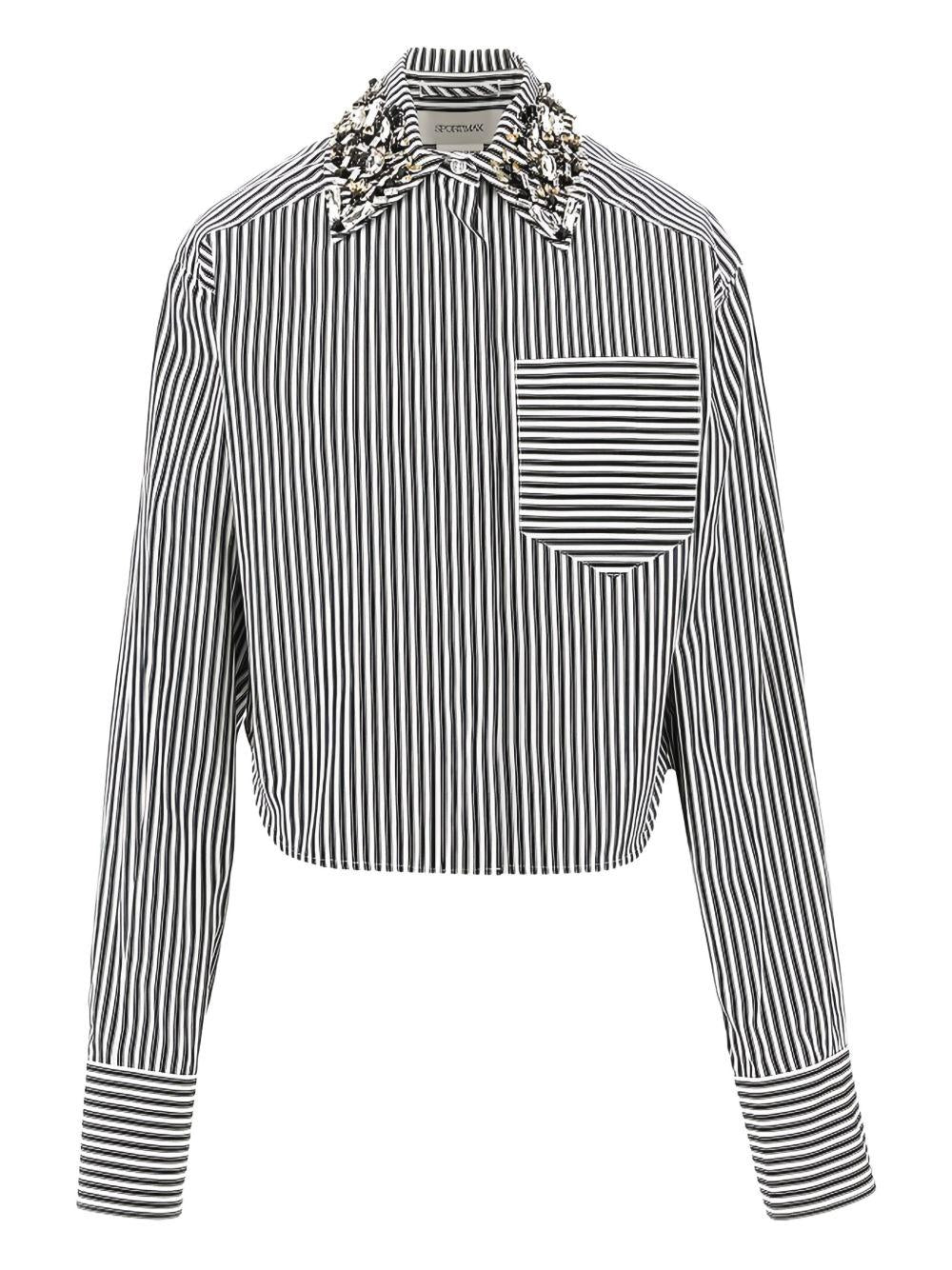 SPORTMAX Camicia a righe con colletto decorato