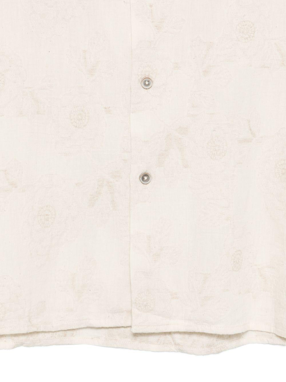 DANIELE ALESSANDRINI Camicia in cotone beige con motivo floreale jacquard