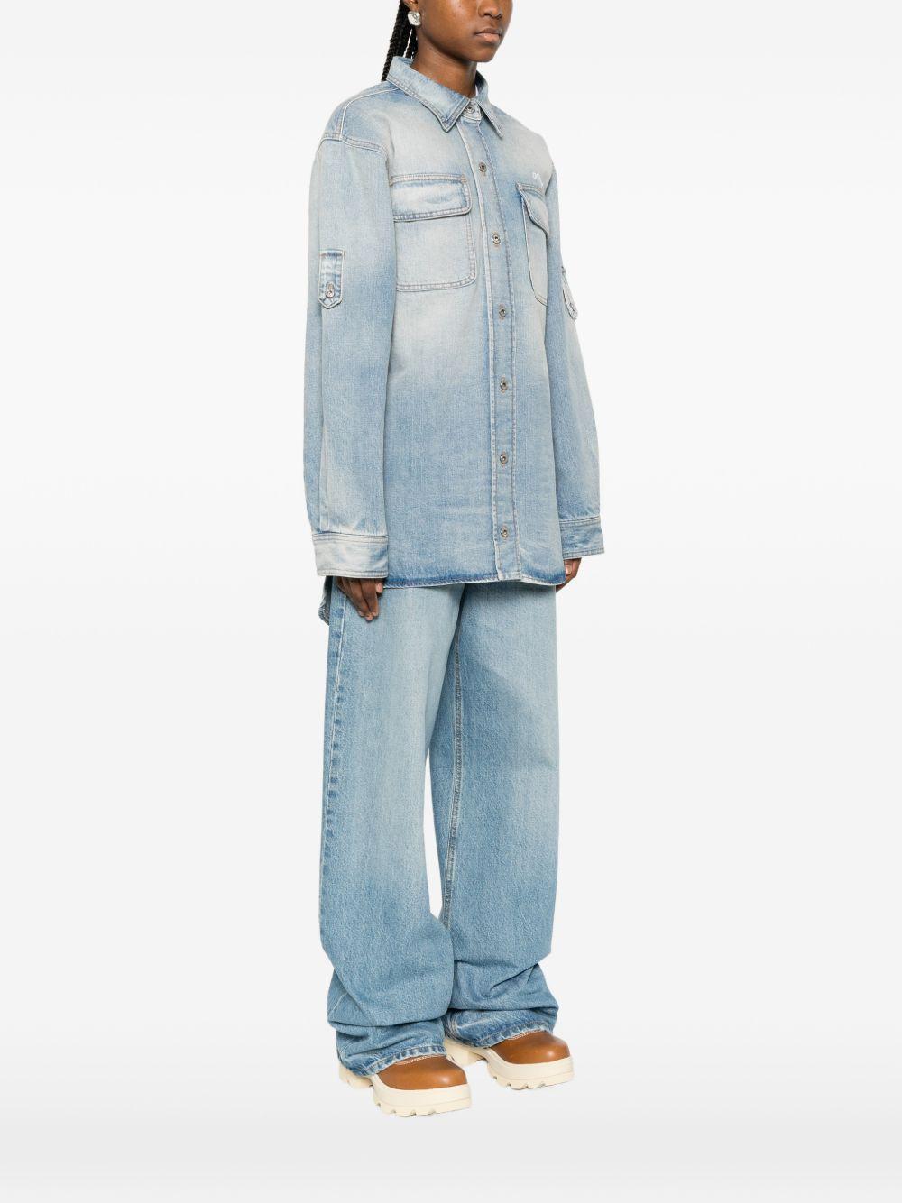 OFF WHITE Camicia in denim di cotone azzurro