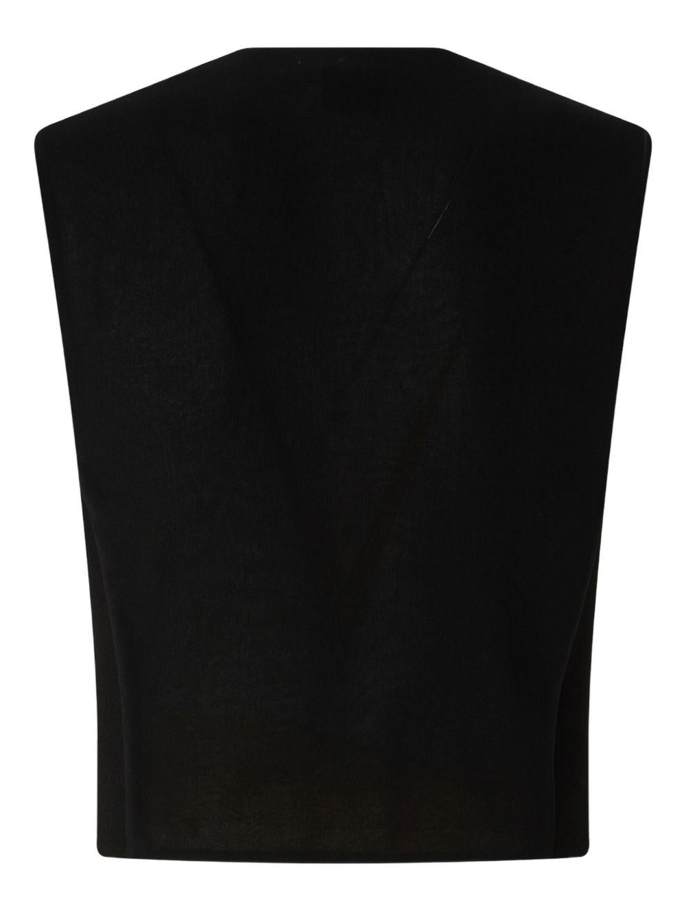 PINKO Gilet nero con bottoni a forma di rosa