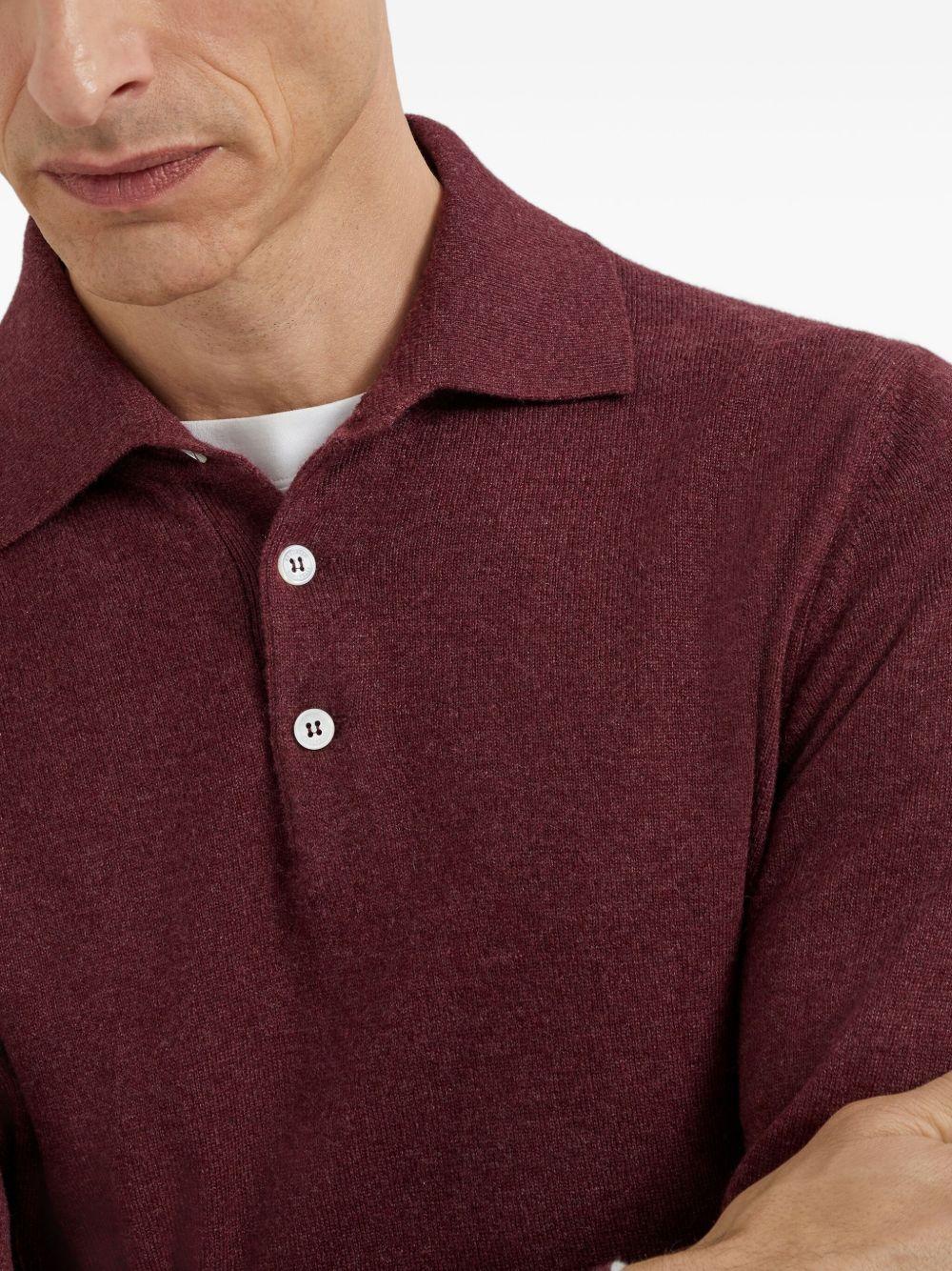 BRUNELLO CUCINELLI Polo a maniche lunghe in cashmere bordeaux