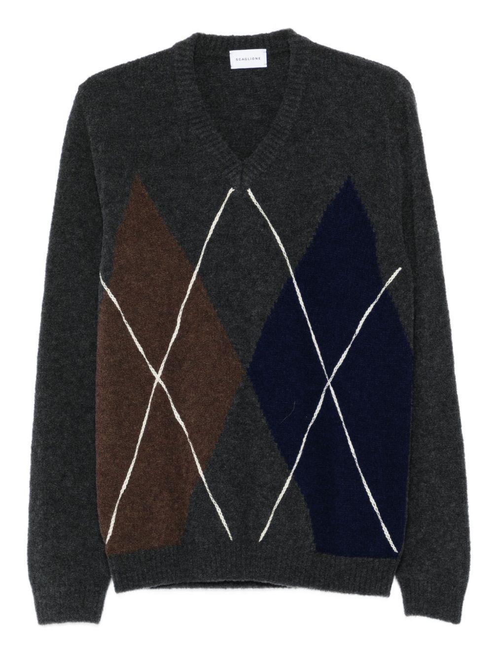 SCAGLIONE Maglia con scollo a V verde scuro