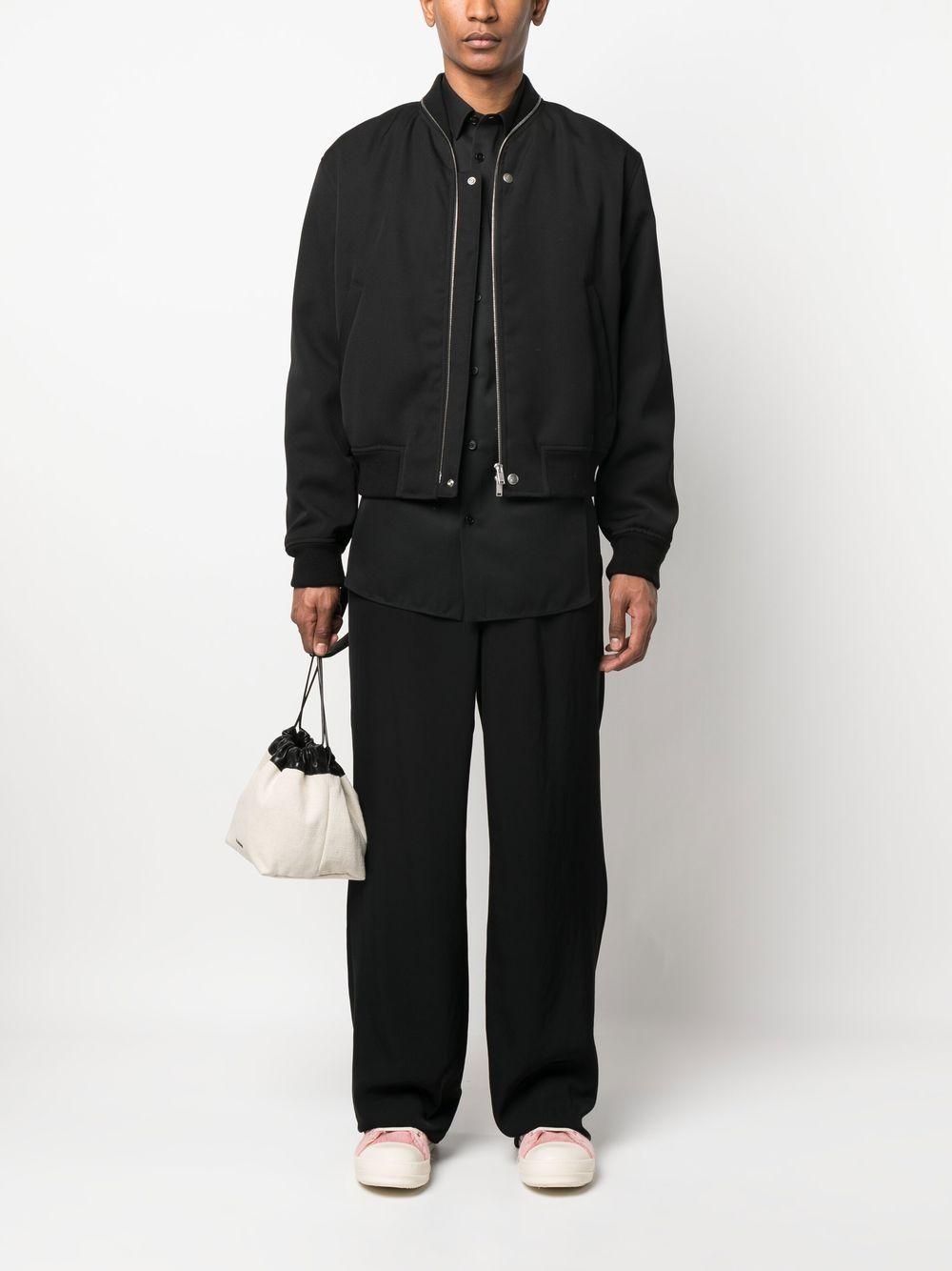 JIL SANDER Bomber in lana misto cotone nero