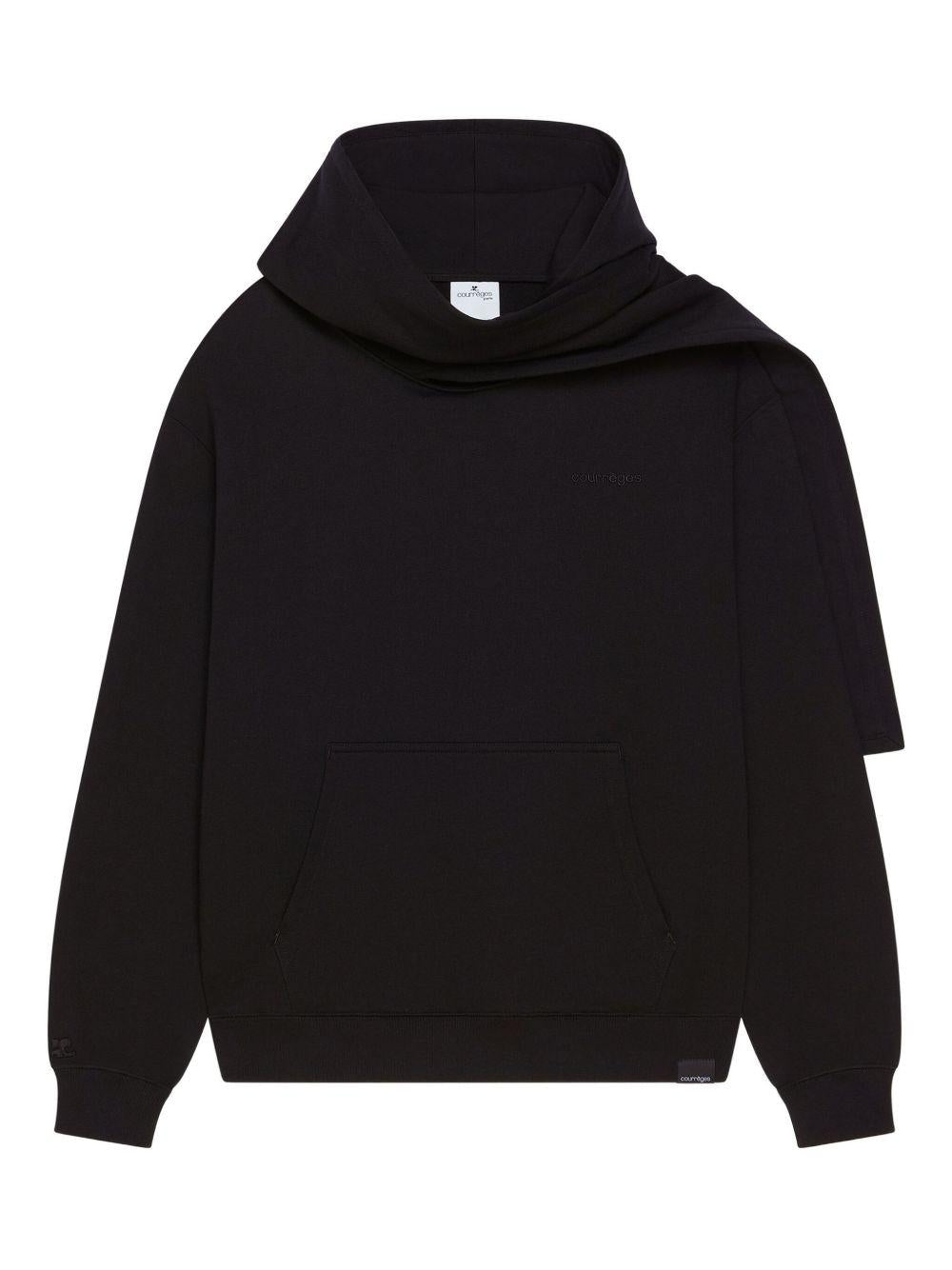 COURREGES Felpa nera con cappuccio firmata Courreges