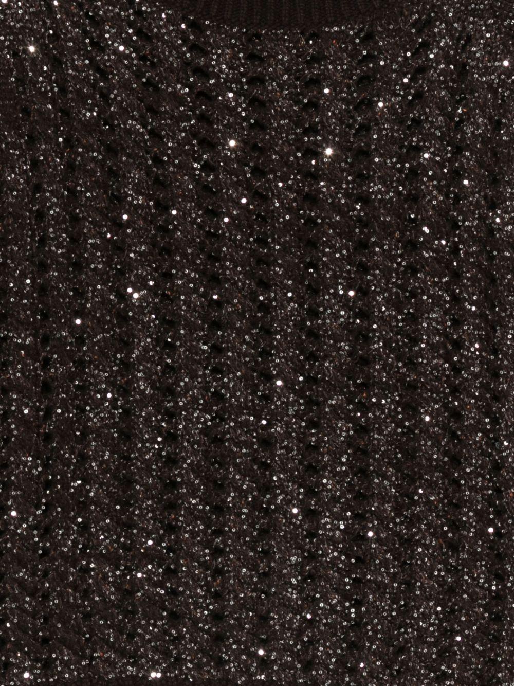 D EXTERIOR Maglia nera con paillettes e scollo a barca