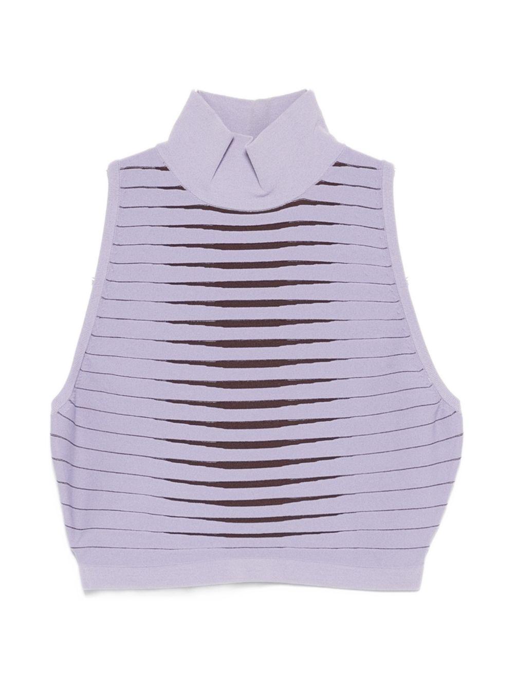 ELISABETTA FRANCHI Top a righe viola a collo alto