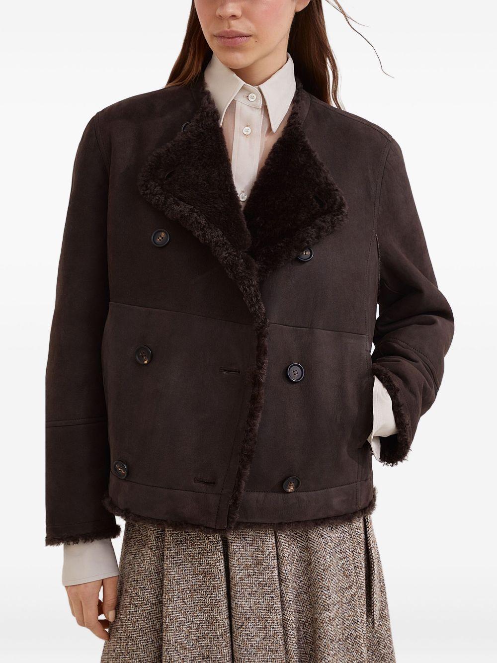 BRUNELLO CUCINELLI Caban Crop reversibile in shearling 'Fuzzy'