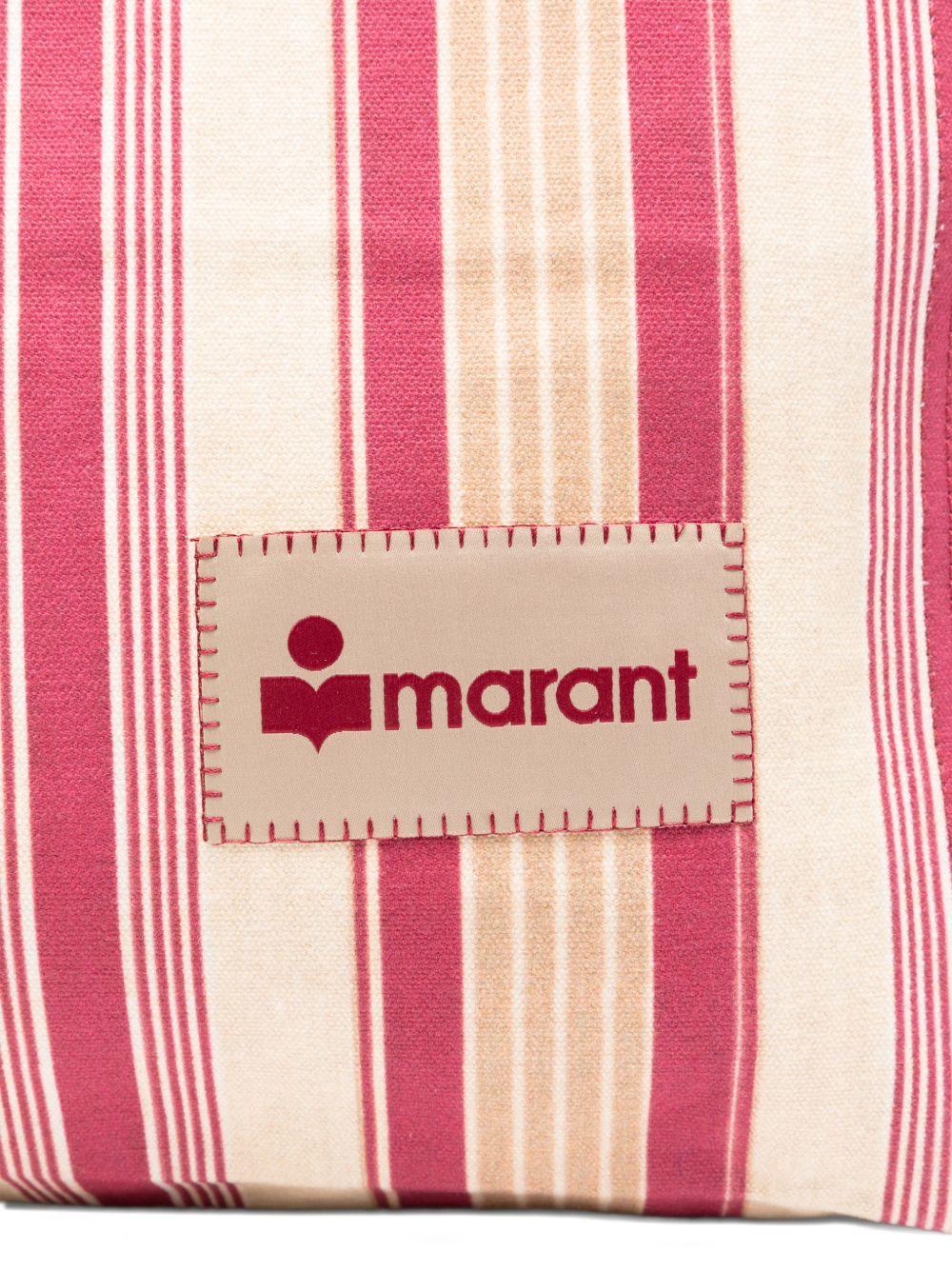 ISABEL MARANT Borsa shopping in cotone a righe con logo