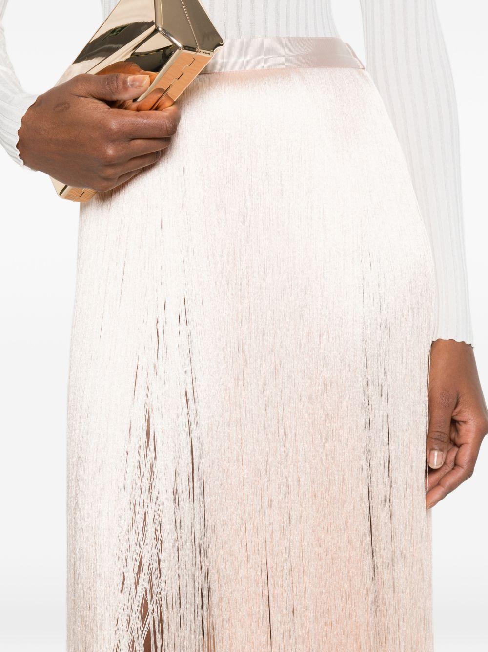 ELISABETTA FRANCHI Gonna midi con frange color rosa cipria