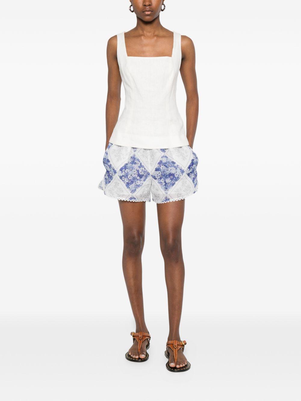 TWINSET Shorts con stampa floreale e ricamo