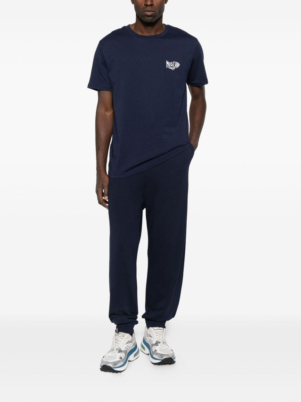 MOSCHINO SWIM Pantaloni tuta di cotone blu scuro