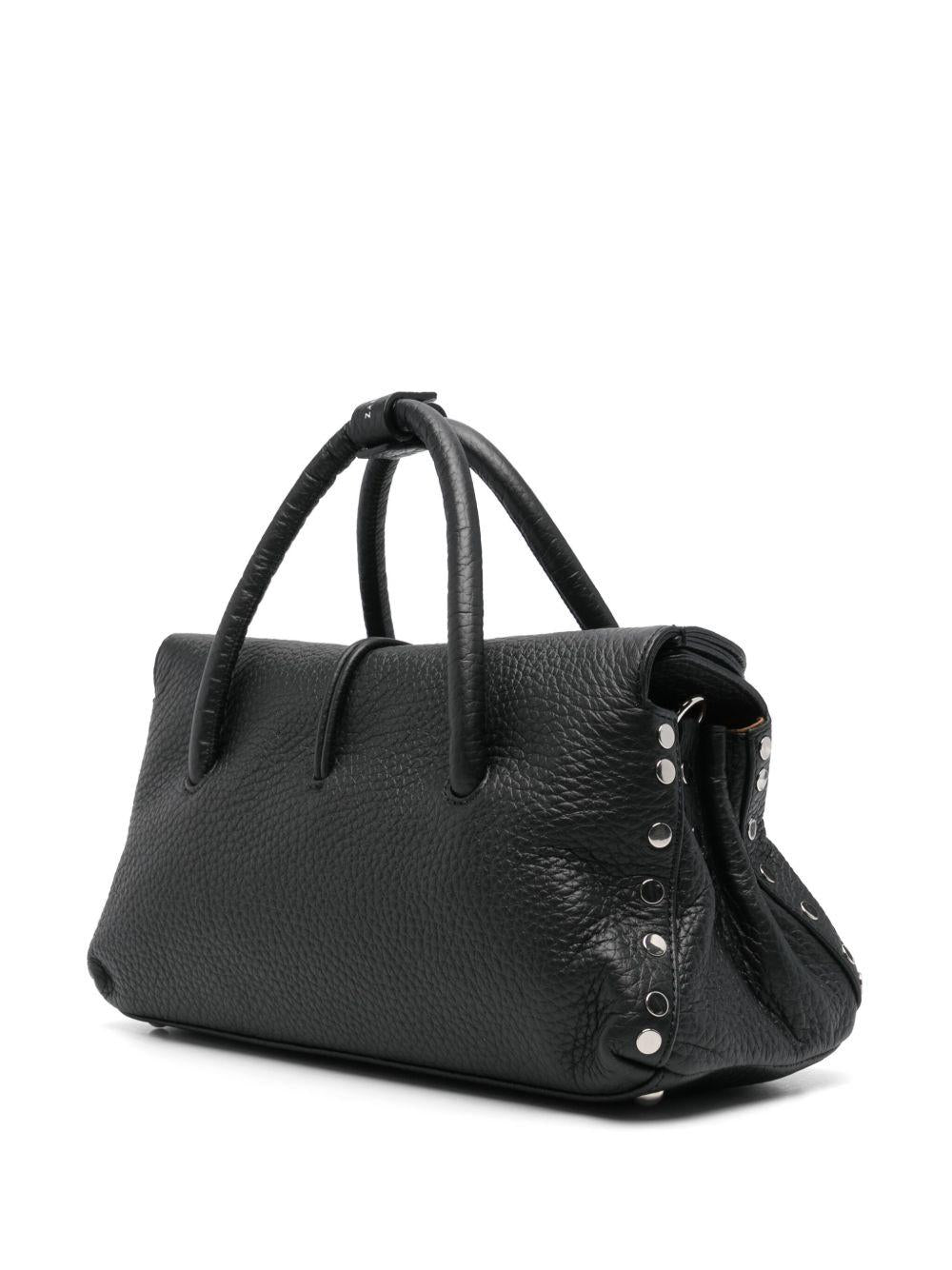 ZANELLATO Borsa Dotta Centauro Small in pelle martellata nera