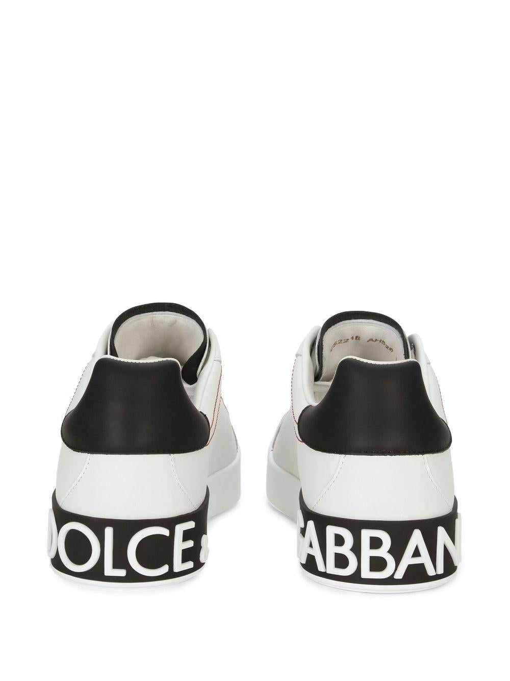 DOLCE e GABBANA Sneakers Portofino in pelle bianca con inserti neri