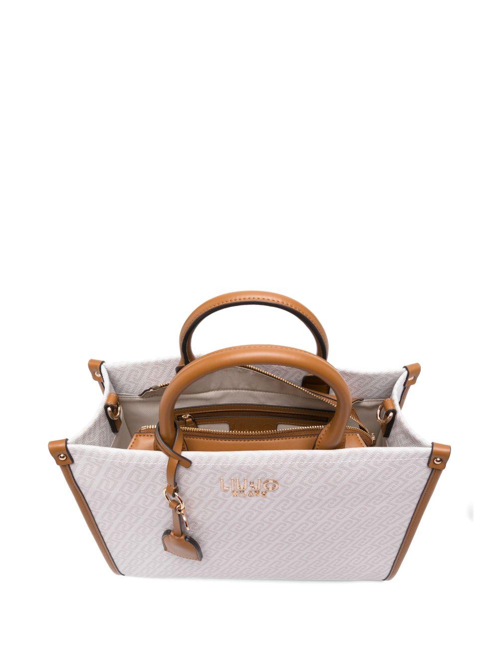 LIUJO Borsa a mano tote rosa con logo all-over