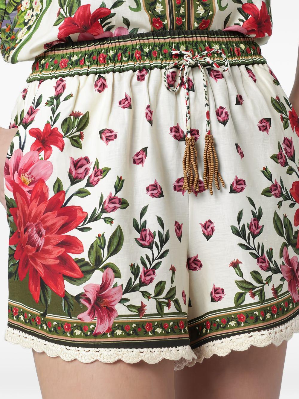 FARM RIO Shorts con stampa floreale all-over in lino