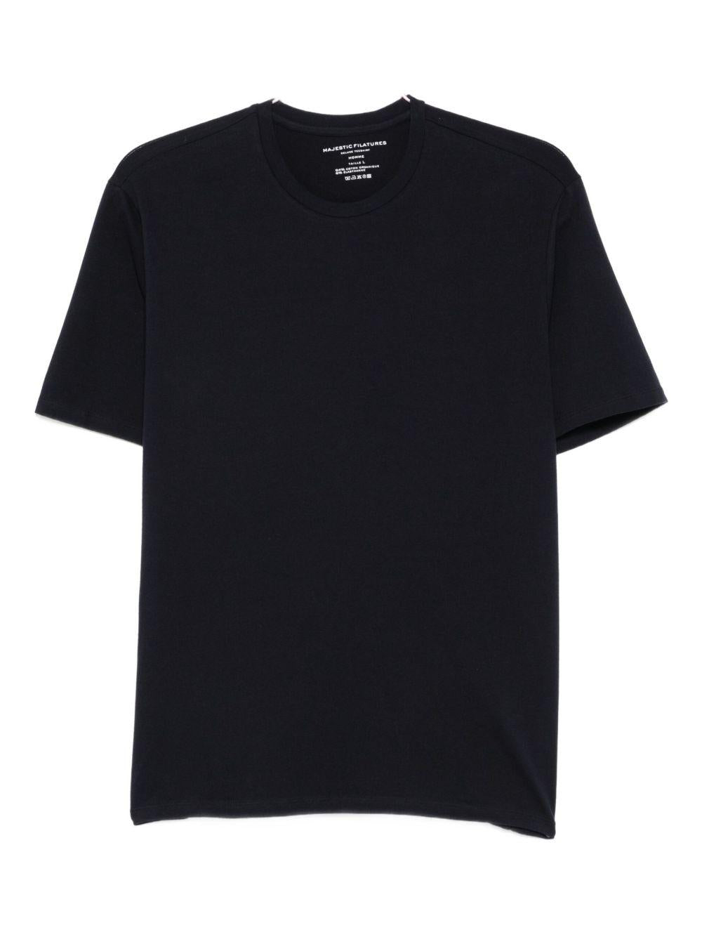 MAJESTIC FILATURES T-shirt in cotone elasticizzato blu navy