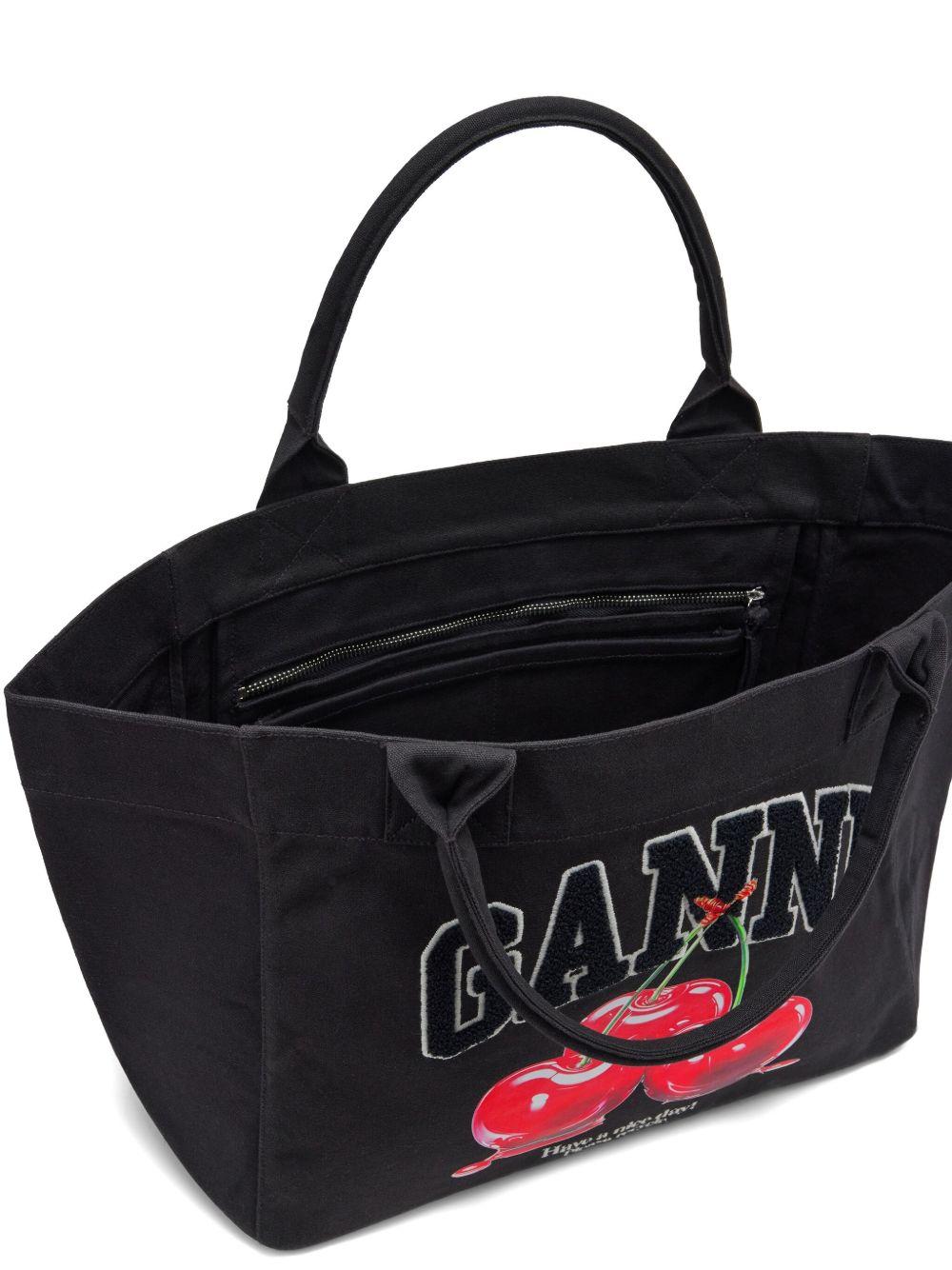 GANNI Borsa shopping con stampa ciliegie
