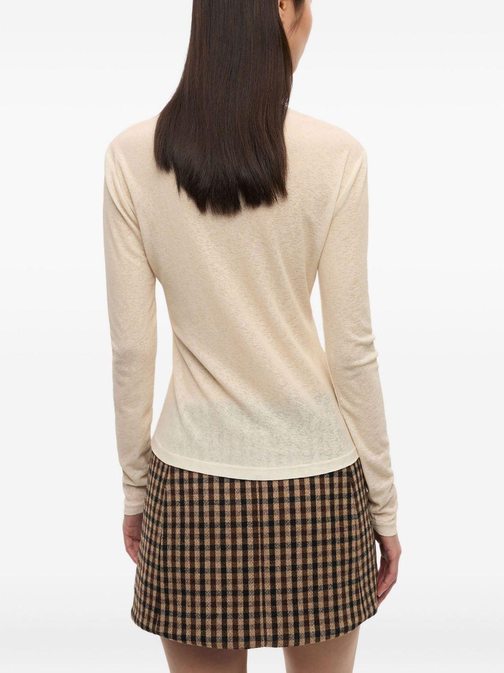 GANNI T-Shirt a maniche lunghe semitrasparente con logo