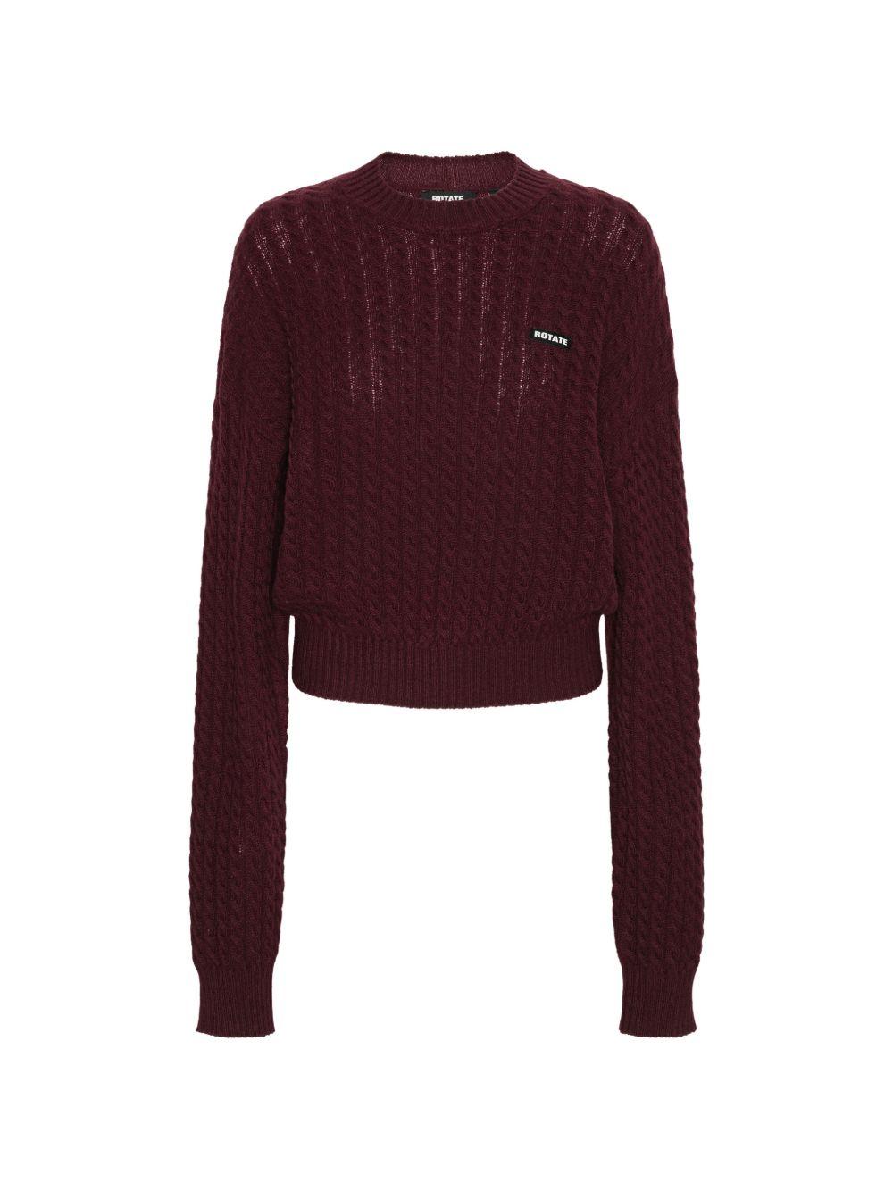 ROTATE Maglione bordeaux con lavorazione a trecce