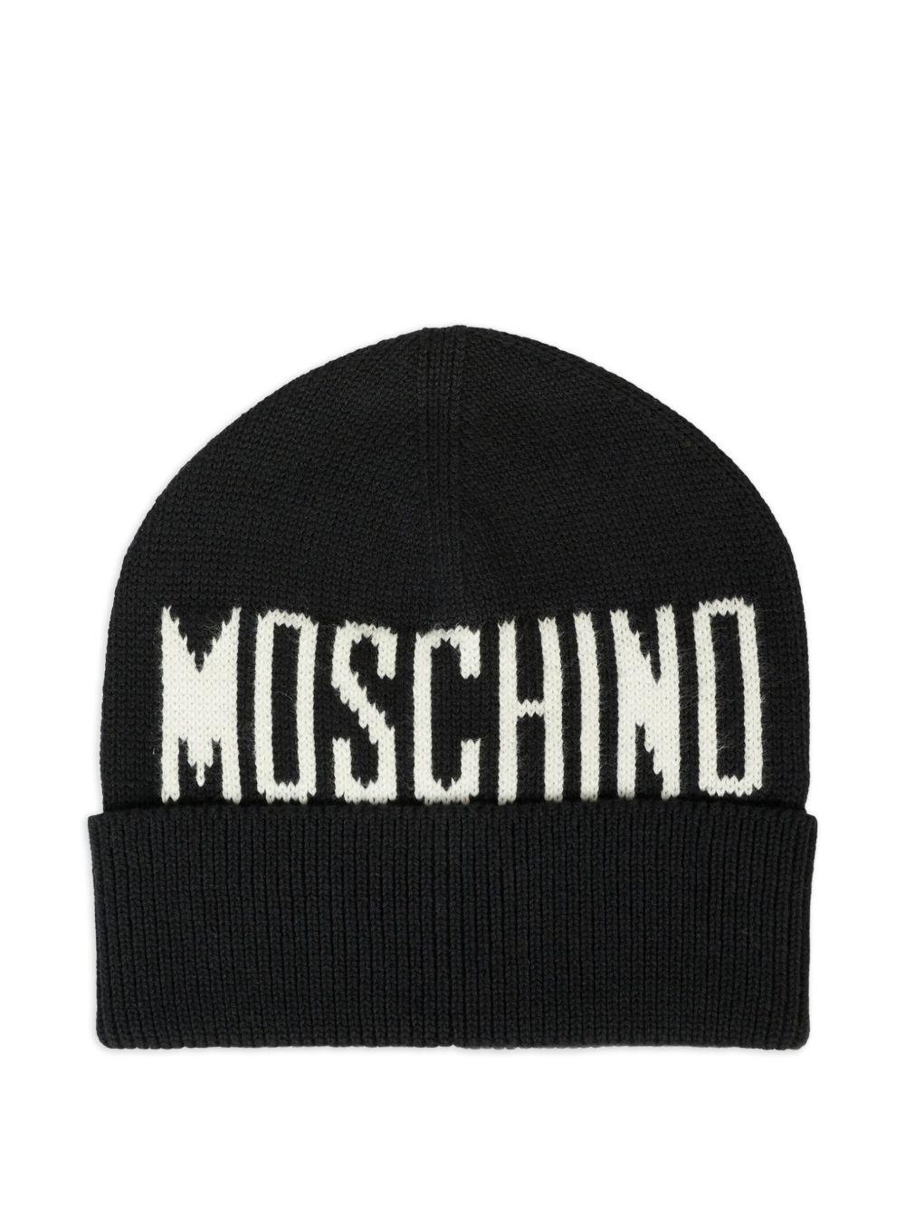 MOSCHINO Berretto nero con logo