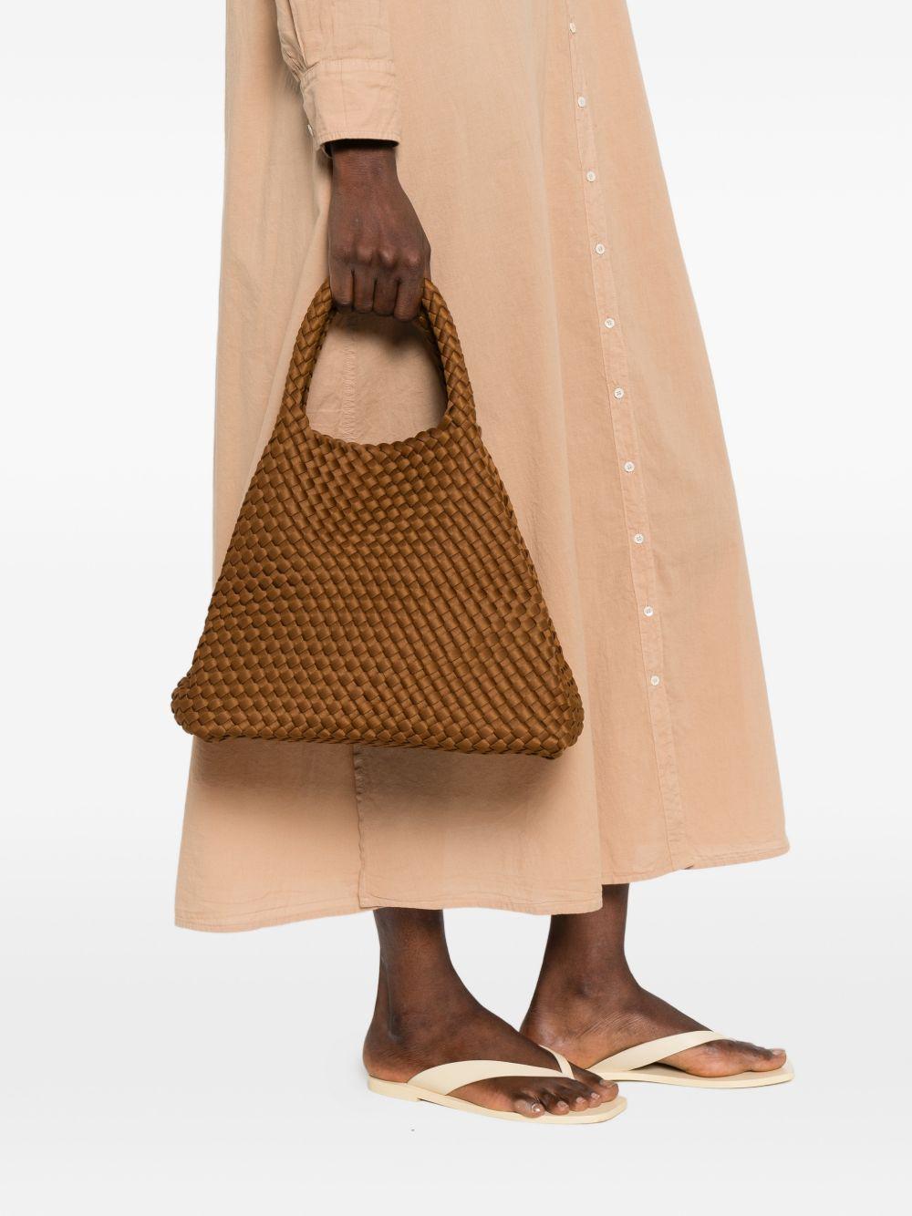 MARREA Borsa a mano marrone con texture intrecciata