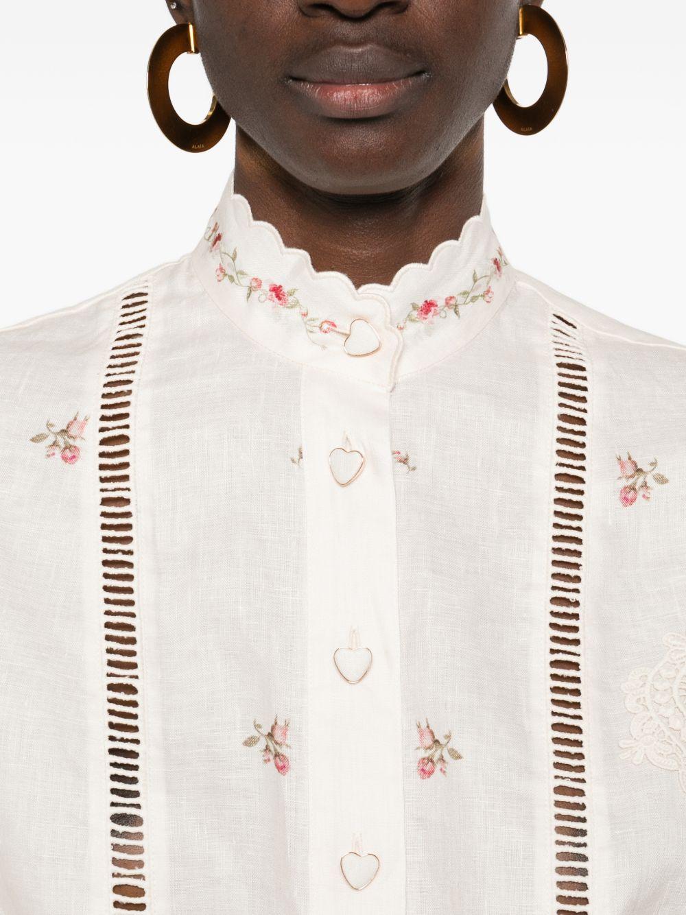 ZIMMERMANN Camicia 'Patience' a fiori con dettagli in pizzo
