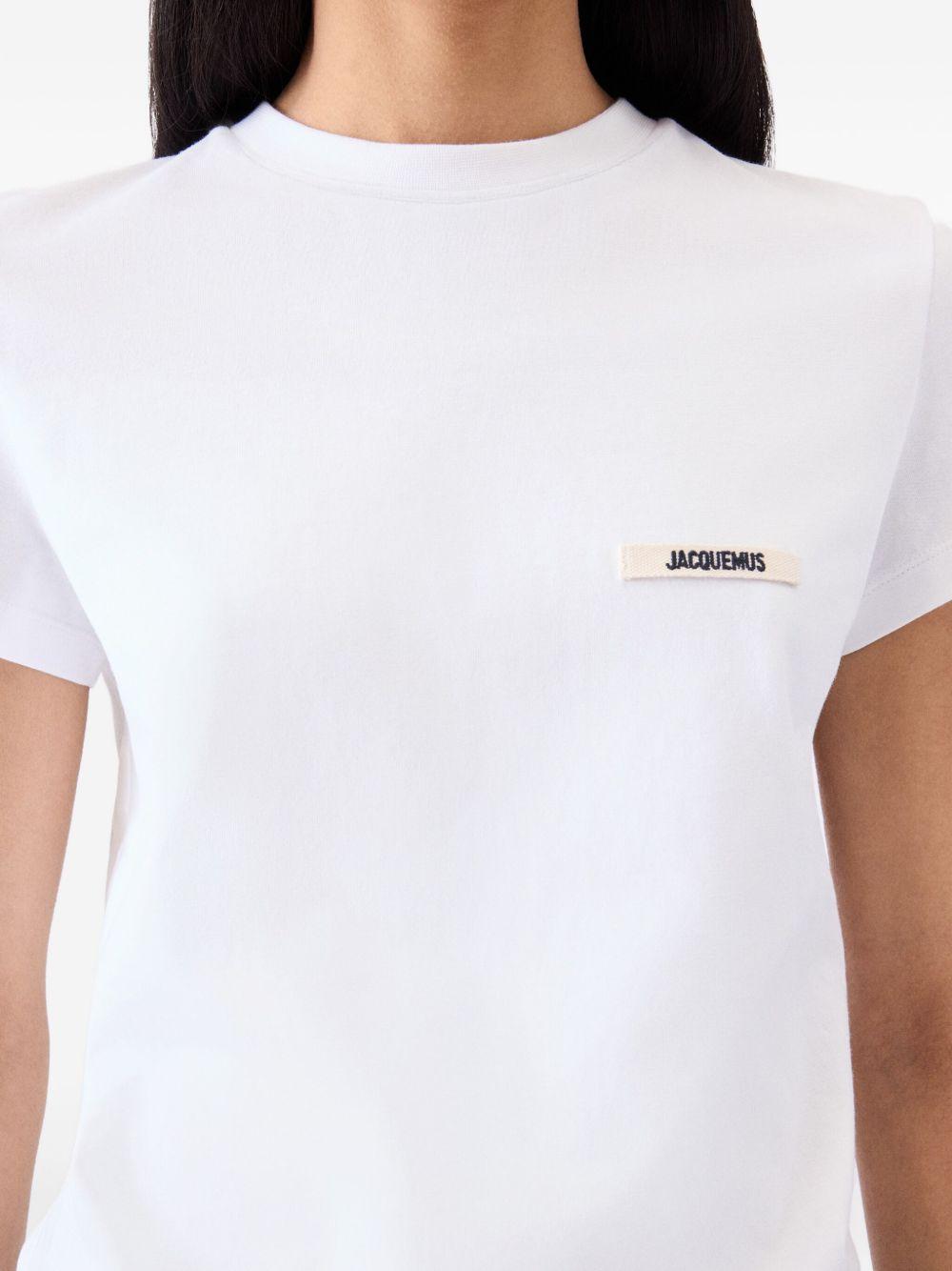 JACQUEMUS T-shirt Gros Grain bianca in cotone con logo