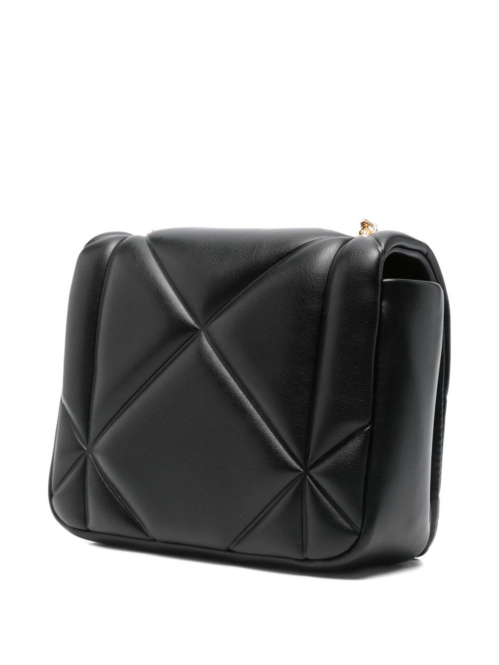 LOVE MOSCHINO Borsa a tracolla trapuntata nera con logo oro