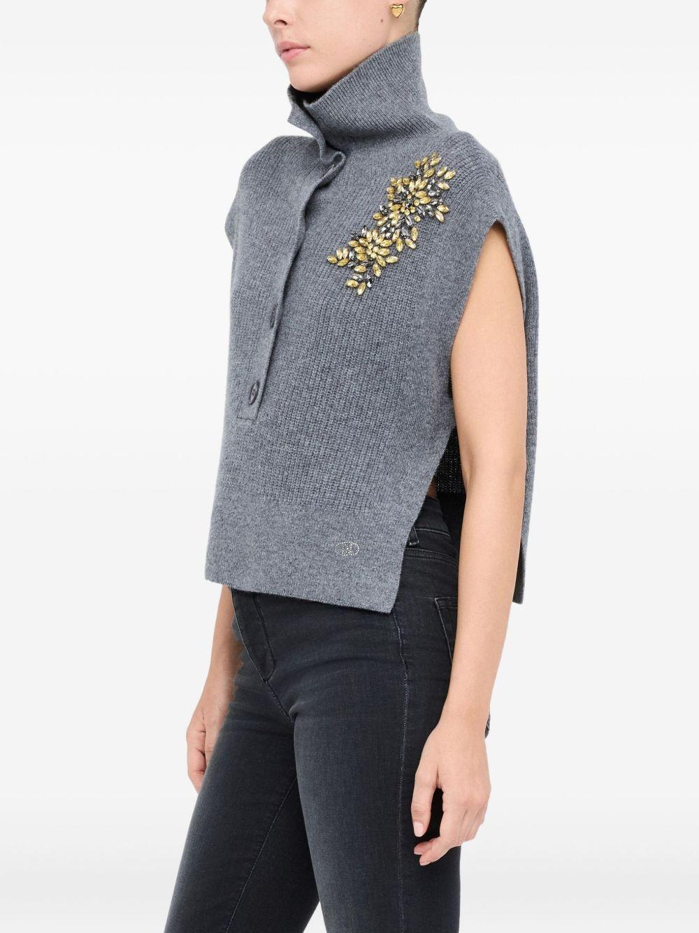 LIUJO Maglia di lana grigia con ricamo