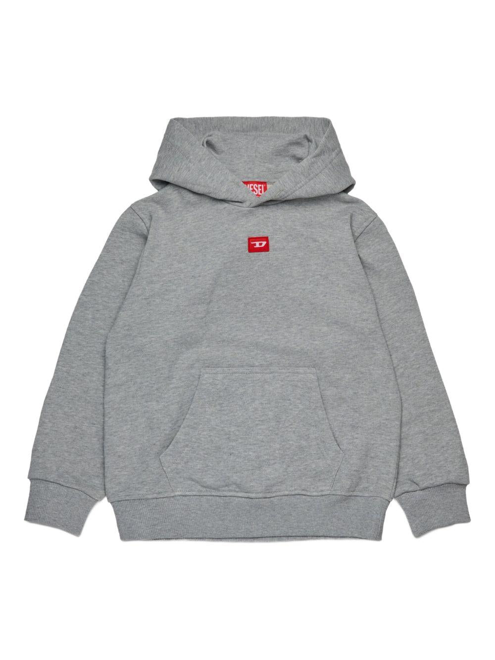 DIESEL Felpa in cotone grigio con logo