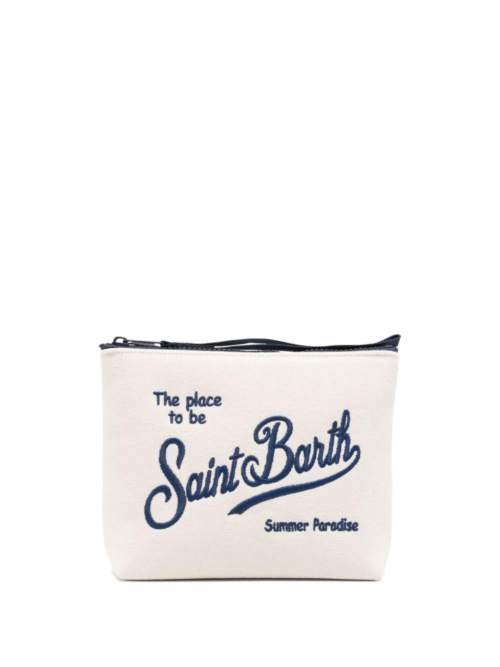 MC2 SAINT BARTH Pochette Aline Canvas avorio e blu