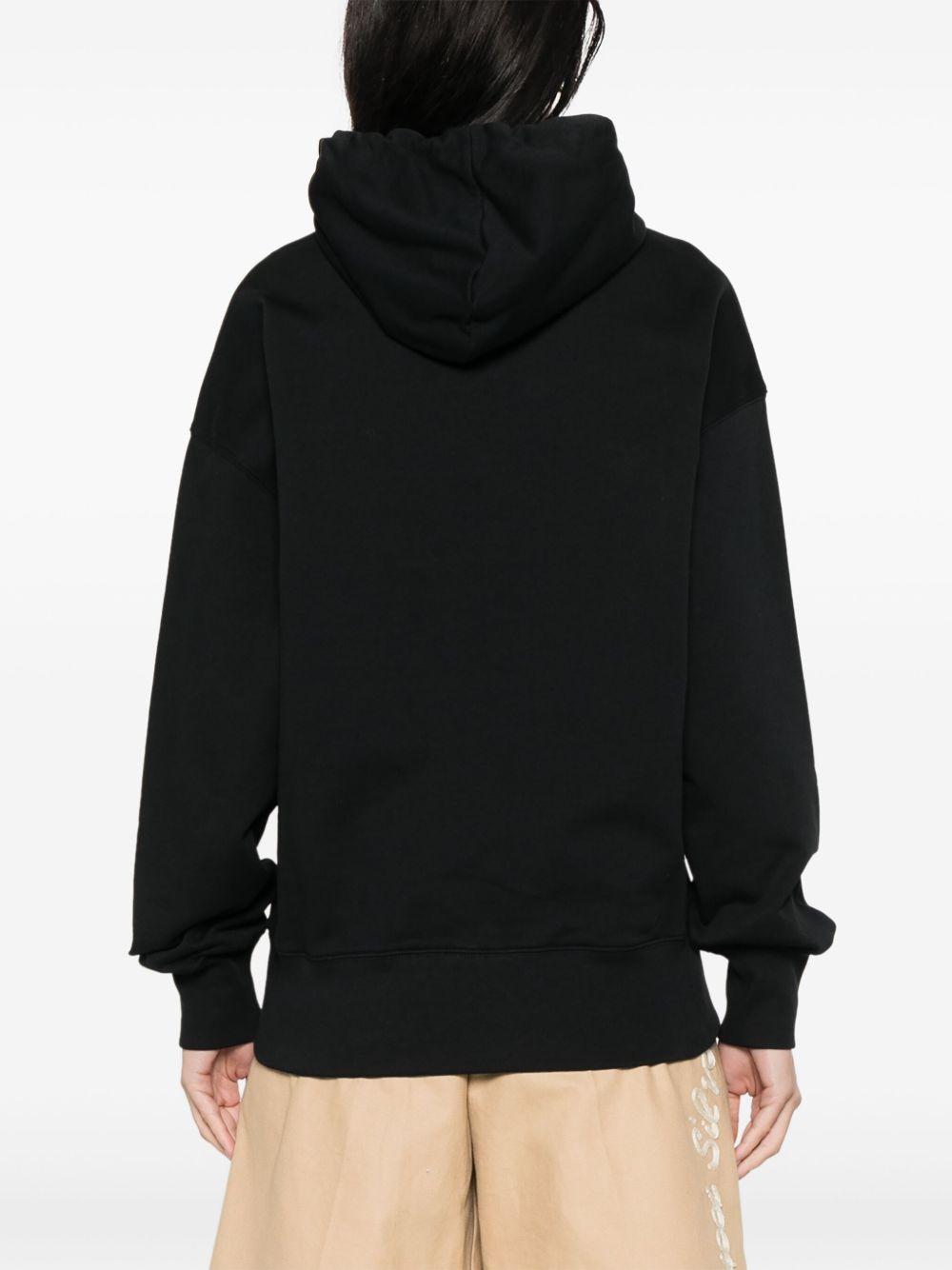 MSGM Felpa con cappuccio in cotone nero con logo<BR/>