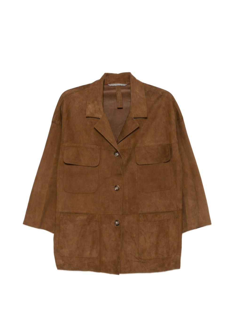 THE JACK AND JACKIE LEATHERS Giacca in pelle scamosciata monopetto con tasche sul petto