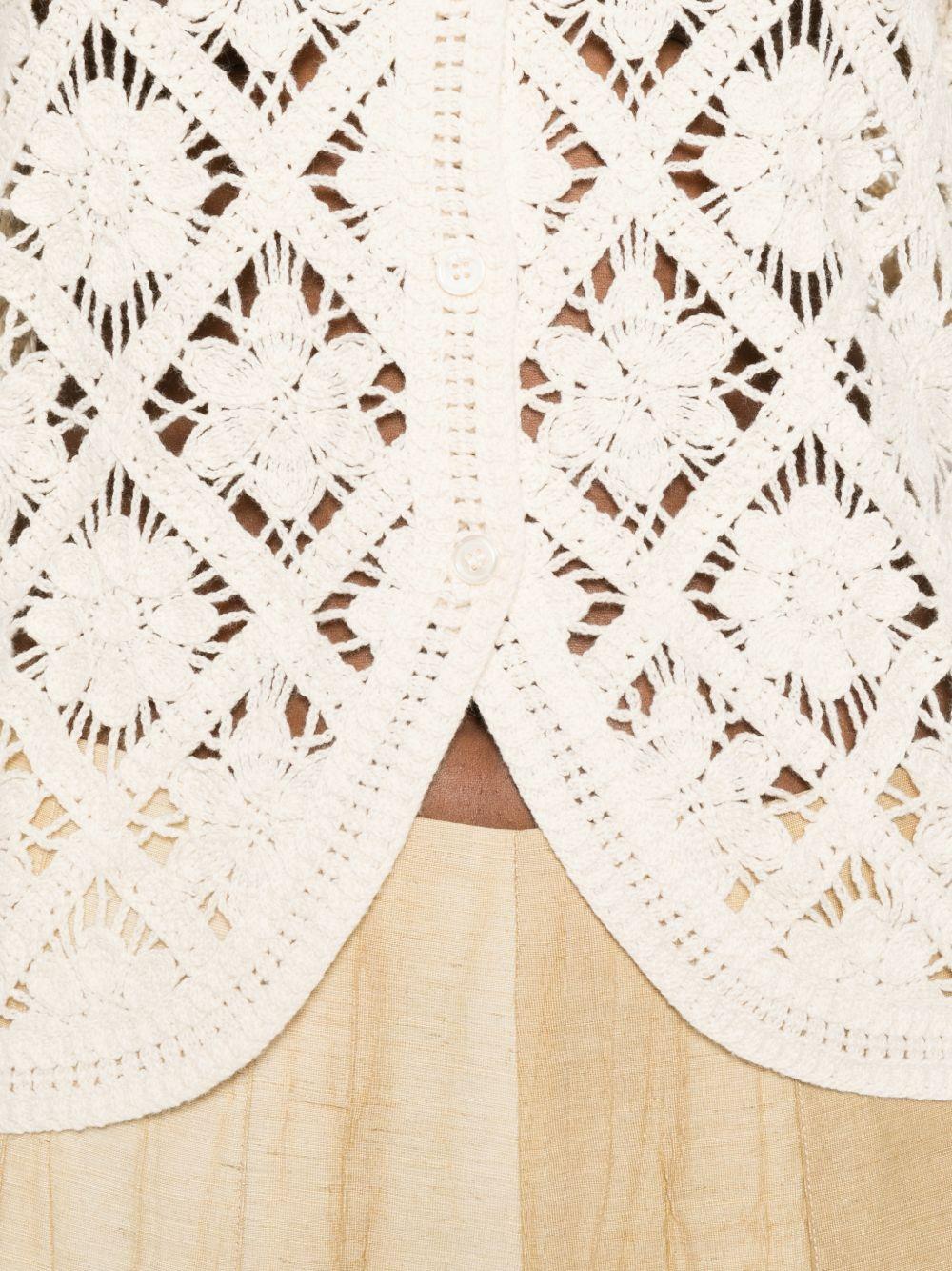 YERSE Cardigan Sam in maglia traforato avorio