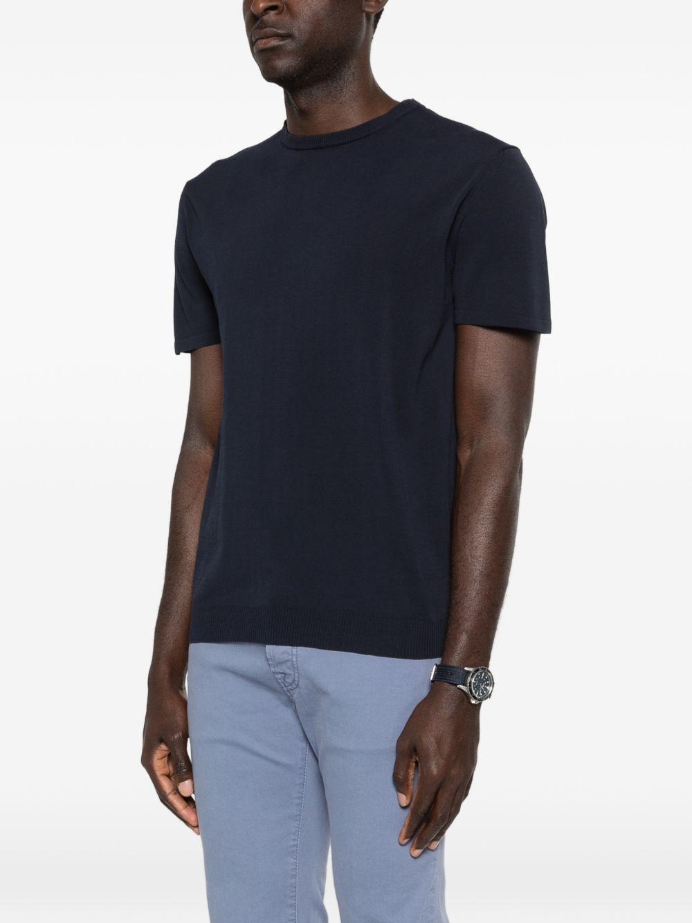 DANIELE FIESOLI T-shirt in cotone blu con girocollo e maniche corte