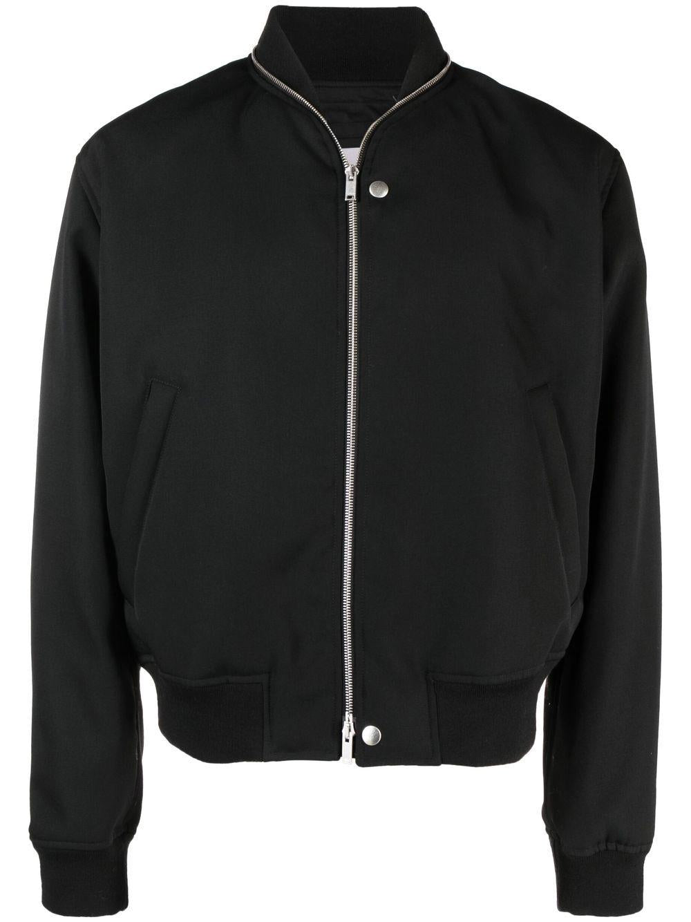 JIL SANDER Bomber in lana misto cotone nero