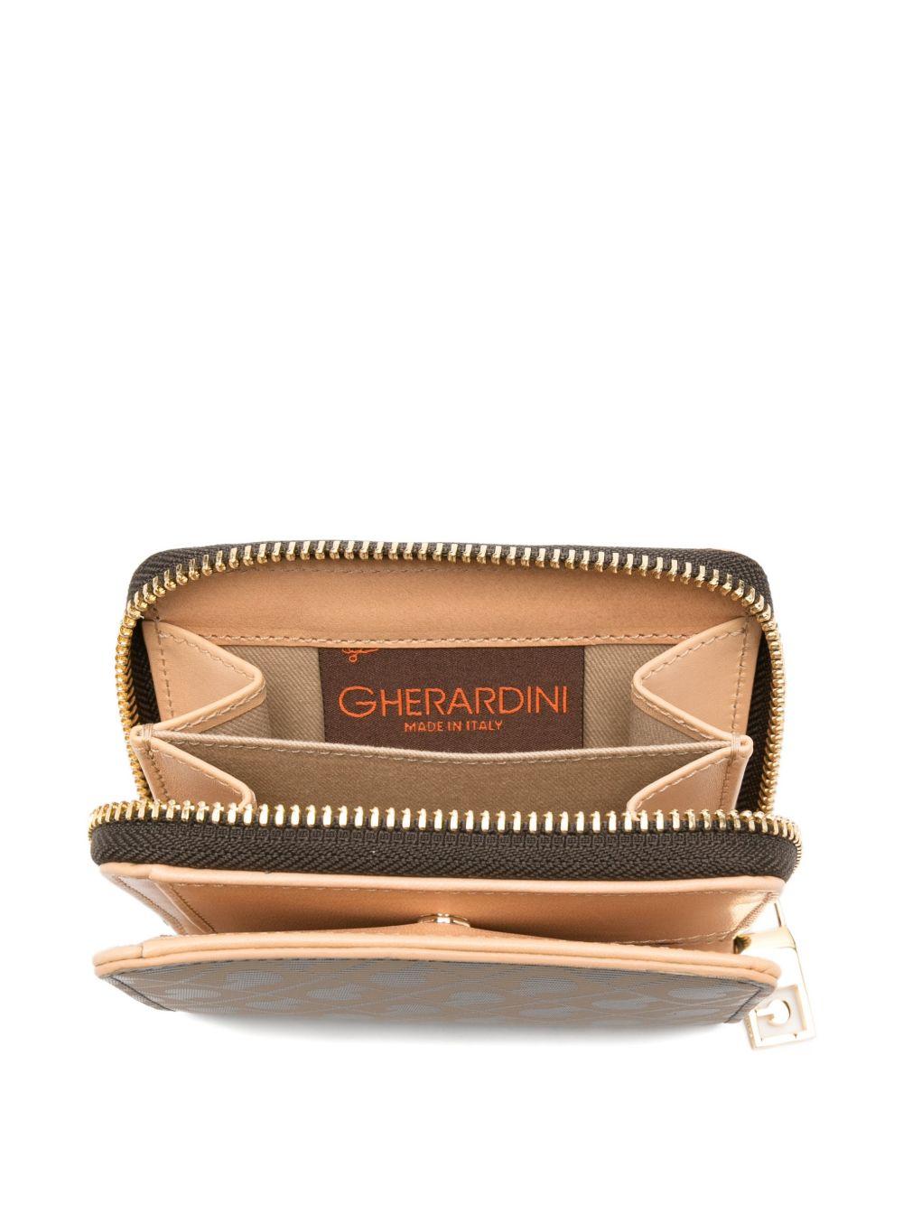 GHERARDINI Portafoglio marrone con logo all-over Millerighe Vacchetta