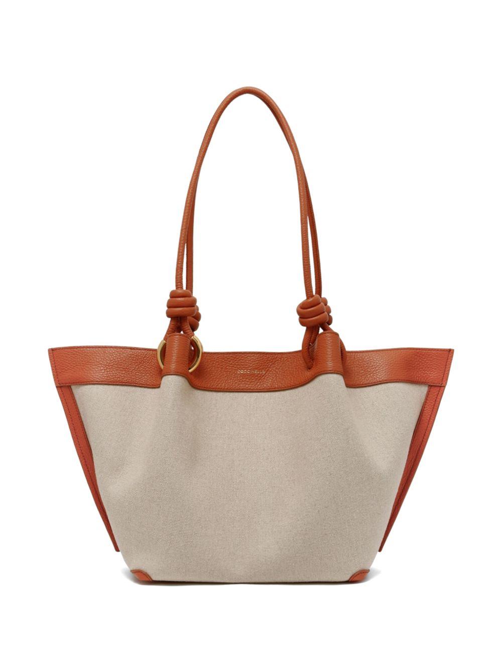 COCCINELLE Borsa a spalla in lino ed ecopelle