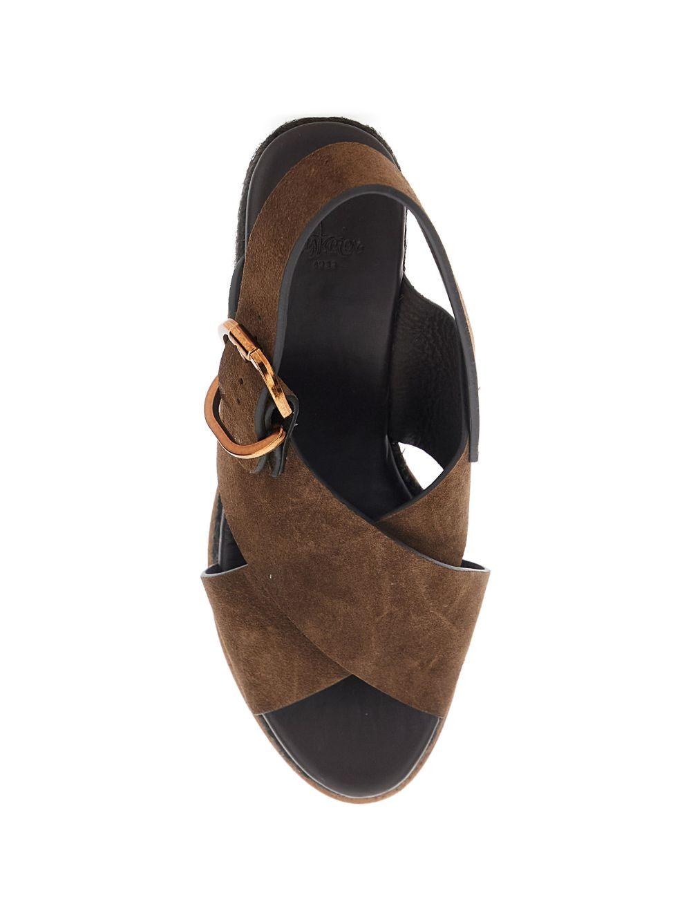 CASTANER Sandali con zeppa 'Betina' marrone scuro