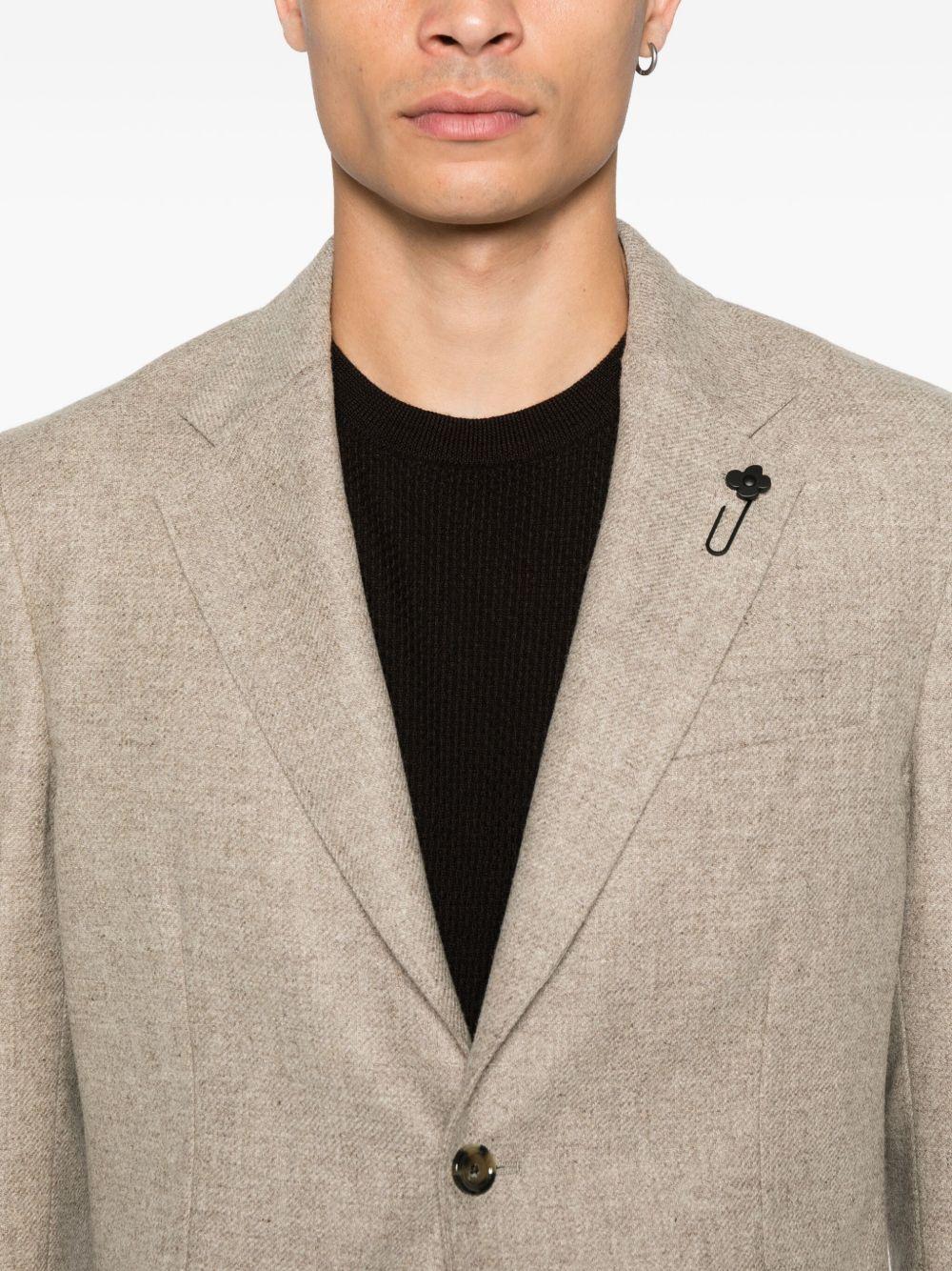 LARDINI Blazer sartoriale monopetto in cashmere e lana beige