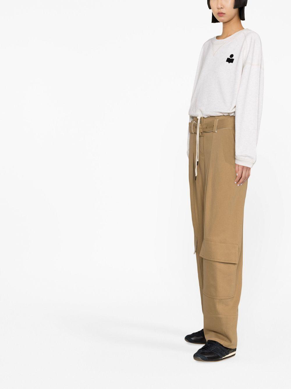 MARANT ETOILE Felpa 'Margo' in misto cotone grigio con coulisse crop