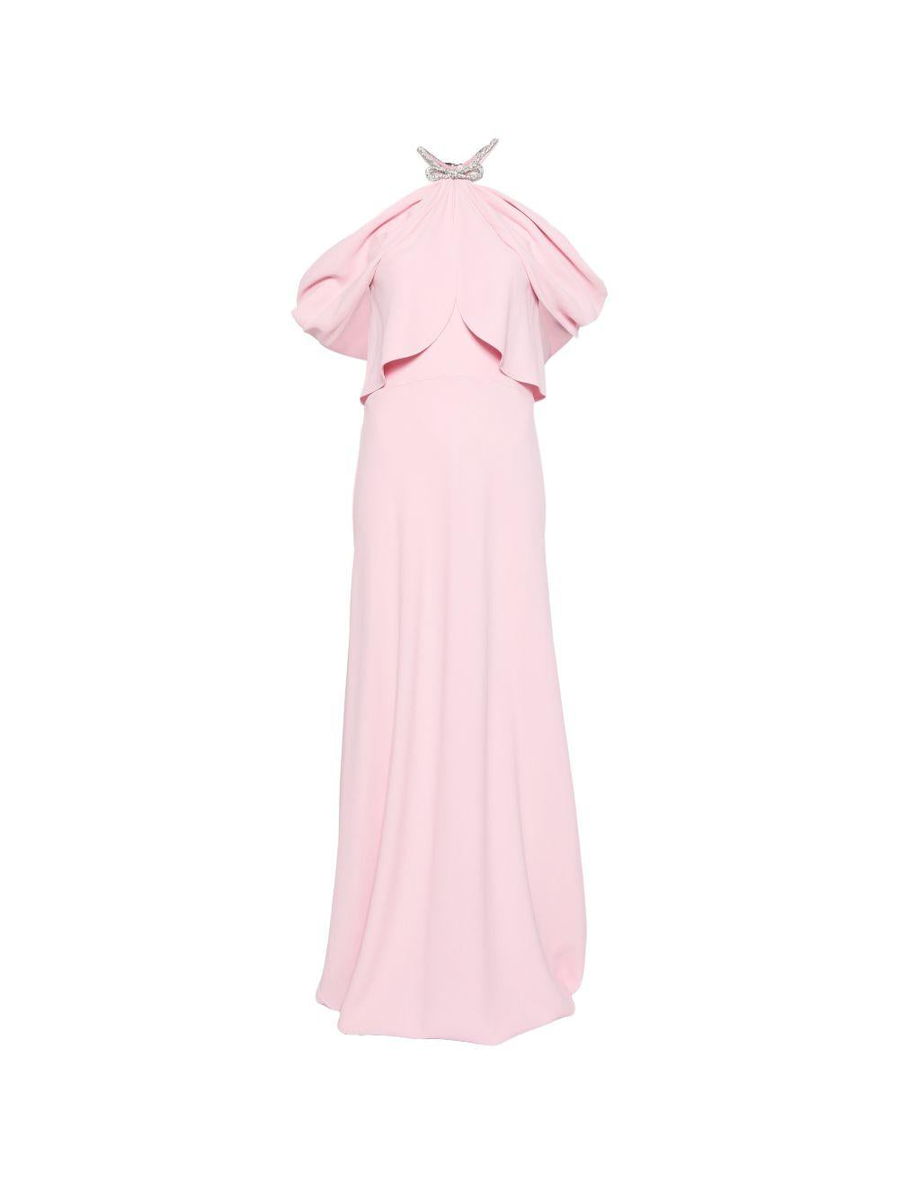 ALBERTA FERRETTI Abito lungo rosa con scollo halter